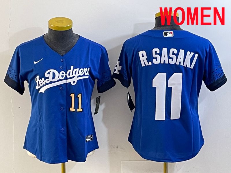 Women Los Angeles Dodgers #11 R.Sasaki Blue City Edition Game 2025 Nike MLB Jersey style 2